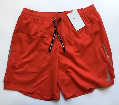 Nike Men FlexStride 7” Brief-Lined Running Shorts CT7891 673 Chile Red Orange M • $34.99