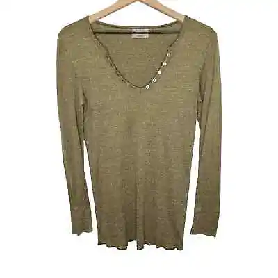 MICHAEL STARS MATERNITY Henley Style Button V Neck Top Army Green O/S Sparkle • $27