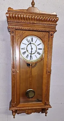Vintage Fancy Vienna / Store Regulator Wall Clock 31-Day Working + Key Pendulum  • $198