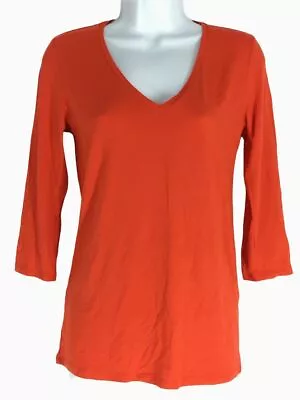 $135 Majestic Paris Womens Orange Soft-Touch V-Neck 3/4 Sleeve Tee Size 1 • $43.58