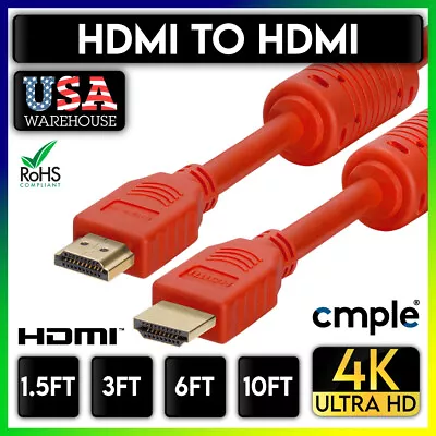 Red 4K HDMI To HDMI Cable HDR HDMI Cord UHD 3D Ethernet Nintendo Switch XBOX PS5 • $9.99