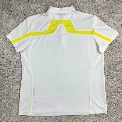 J Lindeberg Polo Mens XXL Shirt Golf Big Logo White Yellow Short Sleeve JL 2XL • $38.89