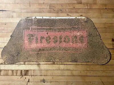 Vintage Firestone Tire Sign Oil & Gas Station Metal Sign Large Bow Tie 28” X 12” • $99.99