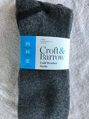 $10.99 • Buy NEW Men’s 2 Pair Grey Croft & Barrow Cold Weather Wool Blend Socks 10-13 