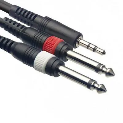 £5.19 • Buy HIGH QUALITY 3.5mm Mini STEREO Jack To 2x 6.35mm 1/4  MONO Male Plugs Cable 2m