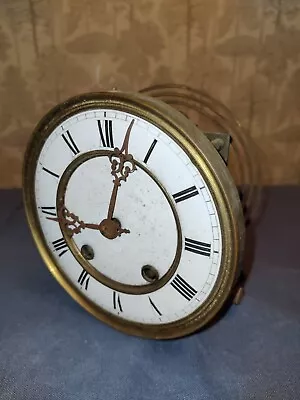 Antique Waterbury Clock Co. Striking Gong Vienna Movement Enamel Dial 14.7x8.5cm • $63.15