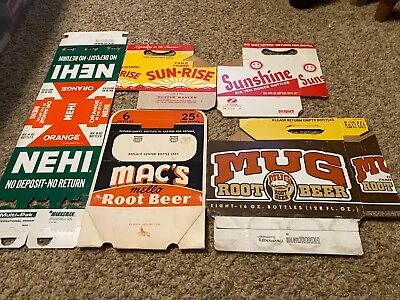 5 Vintage Cartons Cardboard Carrier NEHI Mac’s Sun- Rise Mug Root Beer Soda Pop • $6