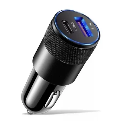 Fast Car Charger 2 Port USB + TYPE C Universal Socket Adapter For Iphone Samsung • £3.69