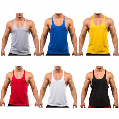 Men Train Bodybuilding Gym Stringer Vest Y Back Racerback Tank Summer Top • $13.99