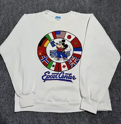 Vintage 80s Disney Mickey Mouse World Wide Epcot Center Sweatshirt Adult Medium • $44.99