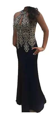 Envious Couture Navy Beaded Prom Dress Size 4 • $200