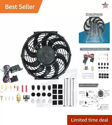 12  Electric Radiator Cooling Fans With Thermostat Relay & Mount Kit - 800 CFM • $67.99