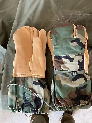 USGI Cold Weather Trigger Finger Mittens W/ Liners & Lanyard WOODLAND LARGE EXC • $39.90