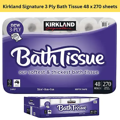 $51.99 • Buy Kirkland Signature Bath , Toilet Paper, Tissues & Wipes 3 Ply 48 X 270 Sheets