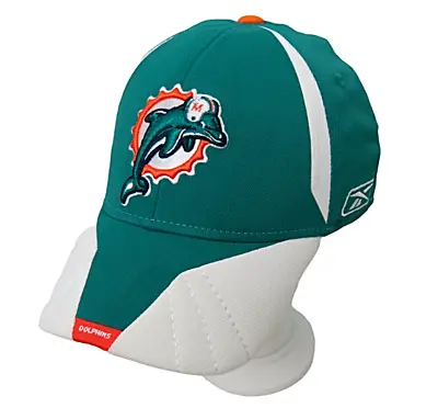 Reebok Miami Dolphins NFL Authentic Sideline Fitted Hat Cap L XL Teal White  • $14.98