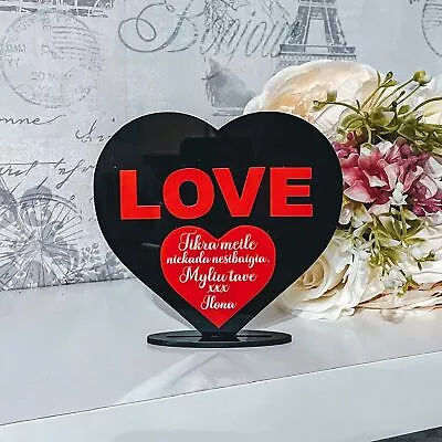 3D Personalised’LOVE’Birthday Gift Heart Valentine’s Day-Freestanding Keepsake • £9.99