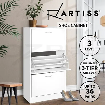 $99.95 • Buy Artiss Shoe Cabinet Shoes Storage Rack Organiser 36 Pairs White Shelf Cupboard