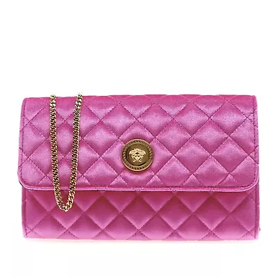 Versace La Medusa Chain Crossbody Quilted Fuchsia Velvet Clutch New • $764.30