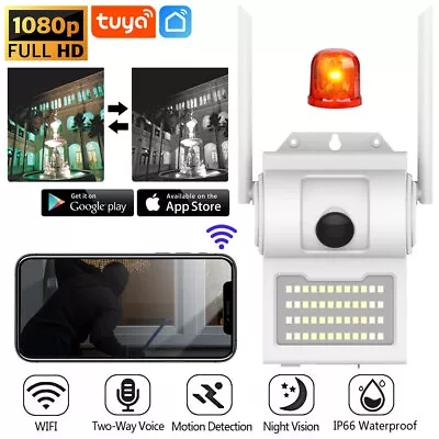 Tuya Smart Outdoor Security IP Camera 1080P WIFI IR Night Vision Auto Alarm Cam • £23.99