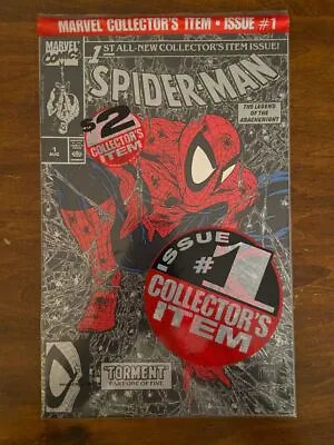 SPIDER-MAN #1 (Marvel 1990) NM Black/Silver Cover Polybagged • $25