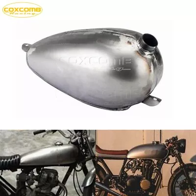 4L Gas Fuel Petrol Tank Silver For Retro Refit Single Beam Motorcycle Chopper • $141.99