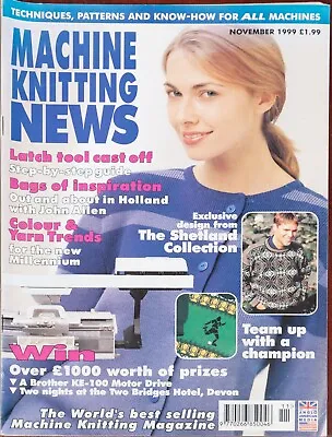 Machine Knitting News Pattern Magazine November 1999 Ladies Mens Dolls Clothes • £5.49