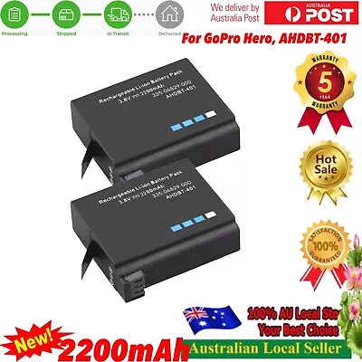 2 X 2200mAh Battery AHDBT-401 For GoPro Hero 4 Silver Black Sport Camera • $27.90