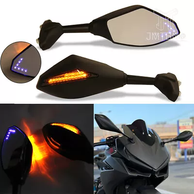 For Kawasaki Ninja 300 250R 400 500 Motorcycle LED Turn Signals Side Mirrors MKS • $45.49