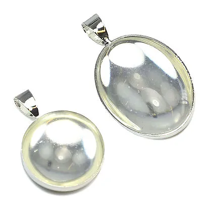 £2.49 • Buy ROUND OVAL Glass Cabochon PENDANT SETTING Necklace Cameo Blanks PHOTO JEWELLERY
