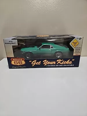 Ertl Route 66 - 1:18 1970 Ford Mustang Mach I 428 Grabber Green WITH COIN RARE • $121.59