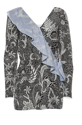 Diane Von Furstenberg Ruffled Wrap-effect Printed Silk Romper US 0 UK 4 XXS XS • $157.85