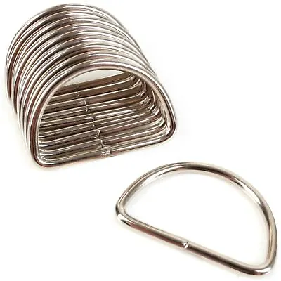 SILVER D RINGS 25x Nickel Loop Belt Collar Metal Strap Buckle Clip Leather Craft • £5.69