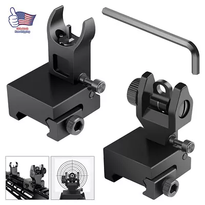 Tactical Back Up Iron Sight Folding Flip Up Front Rear Sights Set Picatinny Rail • $18.25