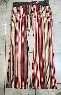 RARE Von Dutch Low Rise Multicolored Striped Flare Jeans Size 29 X 38 *XLNT* • $129