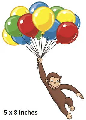 Curious George Wall Decal Balloon Float Monkey Vinyl Sticker Peel And Stick Art • $4.99