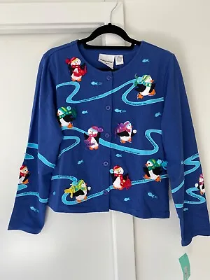 Michael Simon Light Christmas Sweater Penguins New With Tags Small Ice Capades • $95