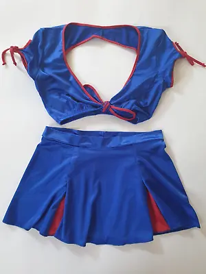 Shirley Of Hollywood Blue Cheerleader Bra & Mini Skirt S/M M/L Designer Outfit • £27.95