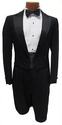 42L Black Fulldress Peak Lapel Tuxedo Tailcoat Debutante Tails White Tie Attire • $86.61