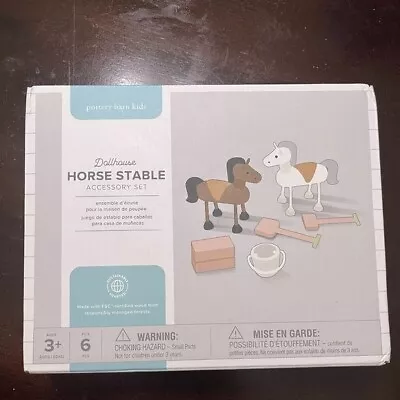 Pottery Barn Kids Dollhouse Horse Stable Accessory Set 6 Pieces Wooden Toys • $22
