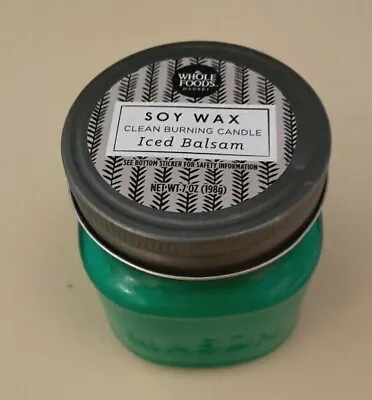 Soy Wax 7 Oz Whole Foods Iced Balsam Candle Burns Up To 40 Hours Mason Jar • $4.99