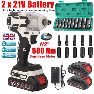 Cordless Electric Impact Wrench Drill Gun Ratchet Driver 1000Nm 1/2  1/2 Battery • £39.99