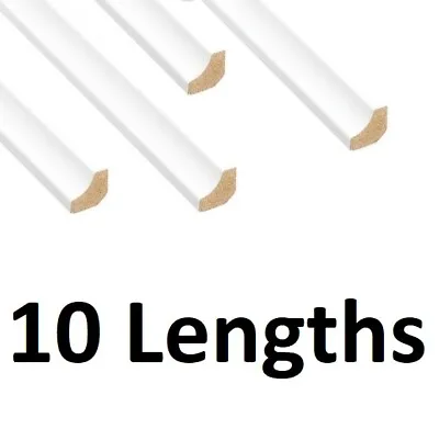 White Scotia Beading Molding - 10 Pieces - 2.4metre Lengths - Floor Edging Strip • £34.99