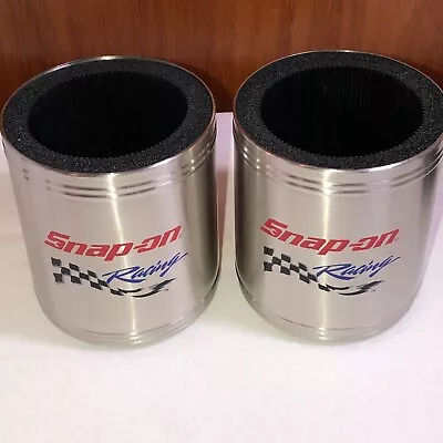 Set 2 Snap-On Racing Insulated Metal Beer Soda Drink Can Cooler Koozies Coozies • $29.99