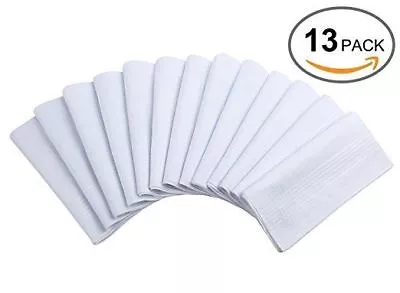 Ohuhu Men's White 100% Cotton Soft Finish Handkerchiefs Pocket Square Hankies • $12.99