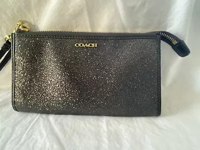 Coach Large Black Glitter Wristlet EUC • $70