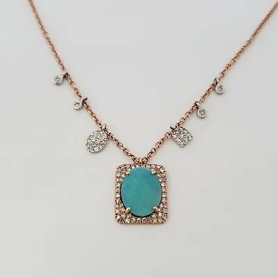 Meira T 14K Rose Gold Diamond 0.31 CTW Opal 1.02 CTW Pendant Necklace  • $898