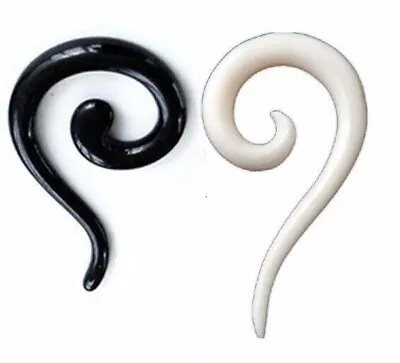 £3.35 • Buy Tribal Question Mark Spiral Hanger Ear Taper Ear Stretcher White Black 1Pair