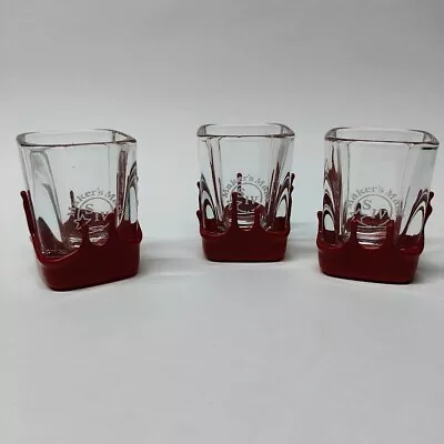 Set Of 3 Maker's Mark Bourbon Red Wax Dipped Shot Glasses • $18.99