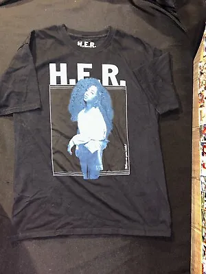 H.e.r. T Shirt Blue Band Tour When We Goin Slide Black R&b Large L • $9.99