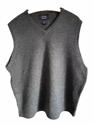 ALLEN SOLLY Men’s LARGE Charcoal Gray 100% LAMBSWOOL V-neck Pullover Vest EUC • $17.99